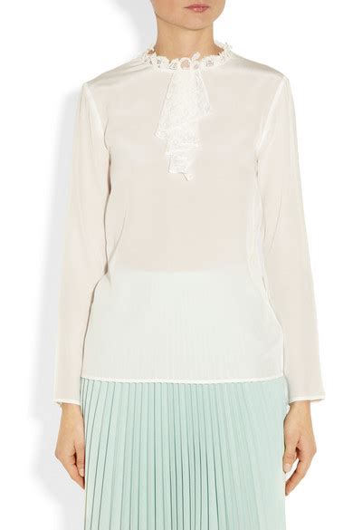 miu miu lace trimmed|Lace Trim Striped Shirt .